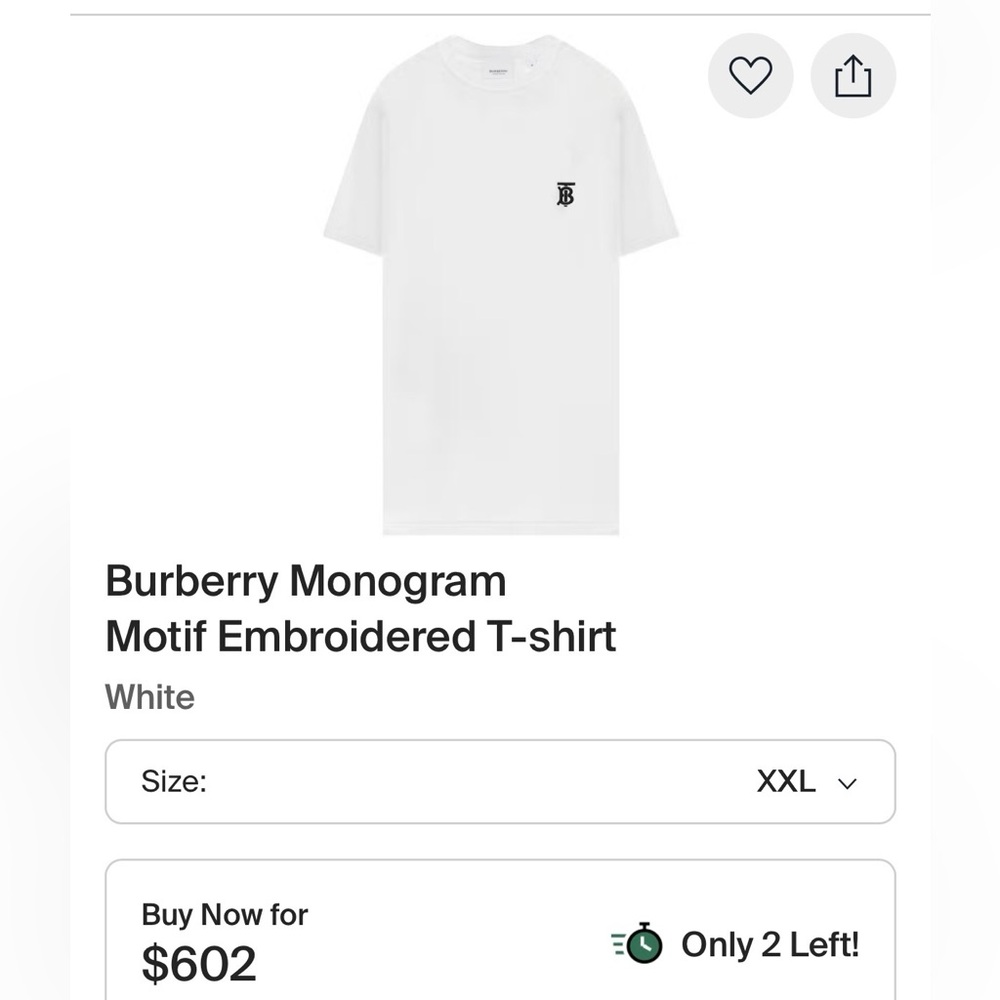 Burberry White Crewneck T-Shirt with Black Monogram. Authentic